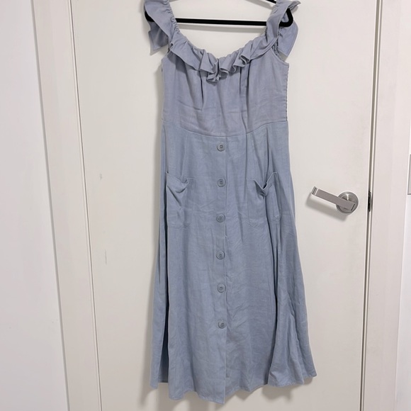 Reformation Hattie Off the shoulder linen midi dress - Picture 3 of 7